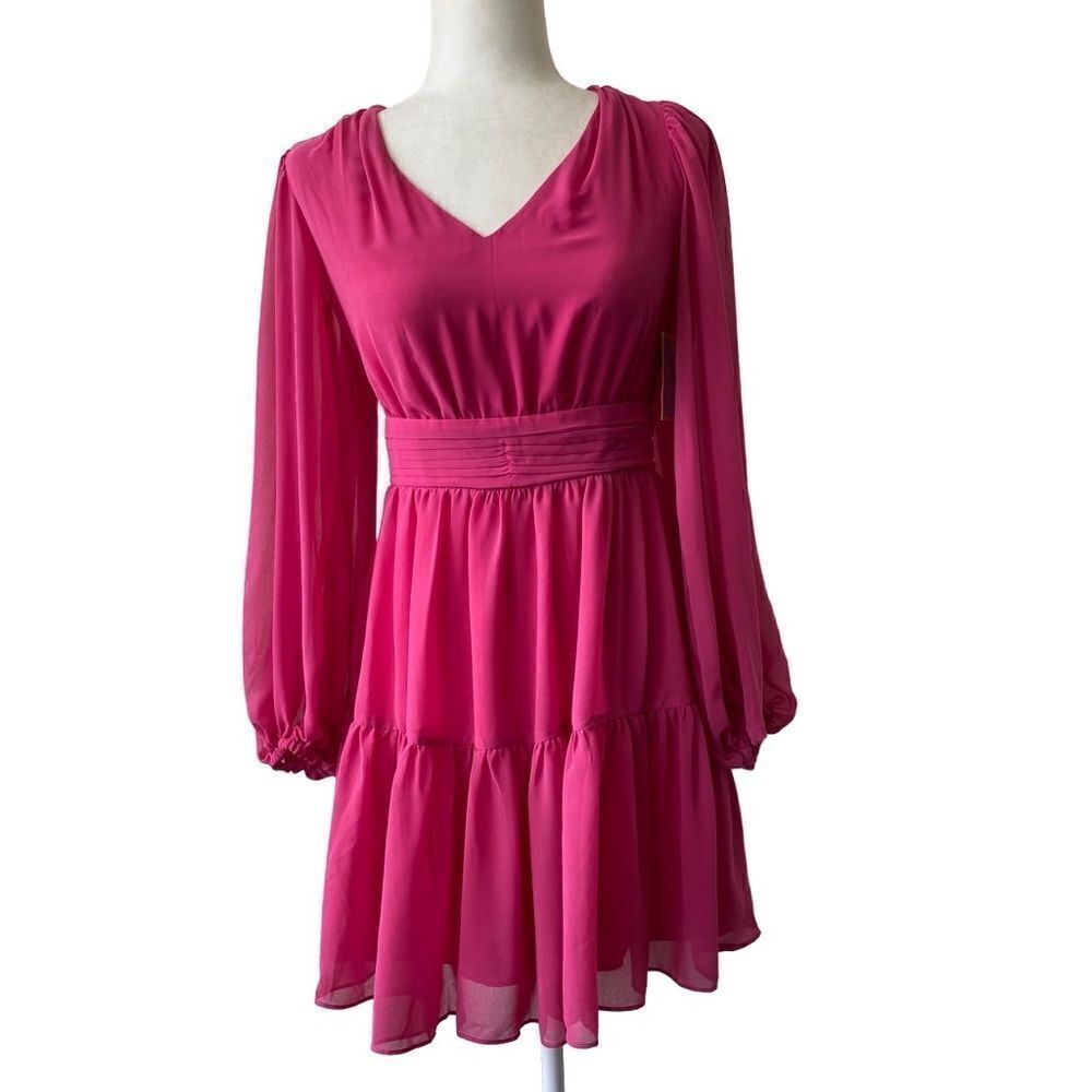 CeCe Barbie Pink Dress Long Sleeve Ruffle SZ XS NWT